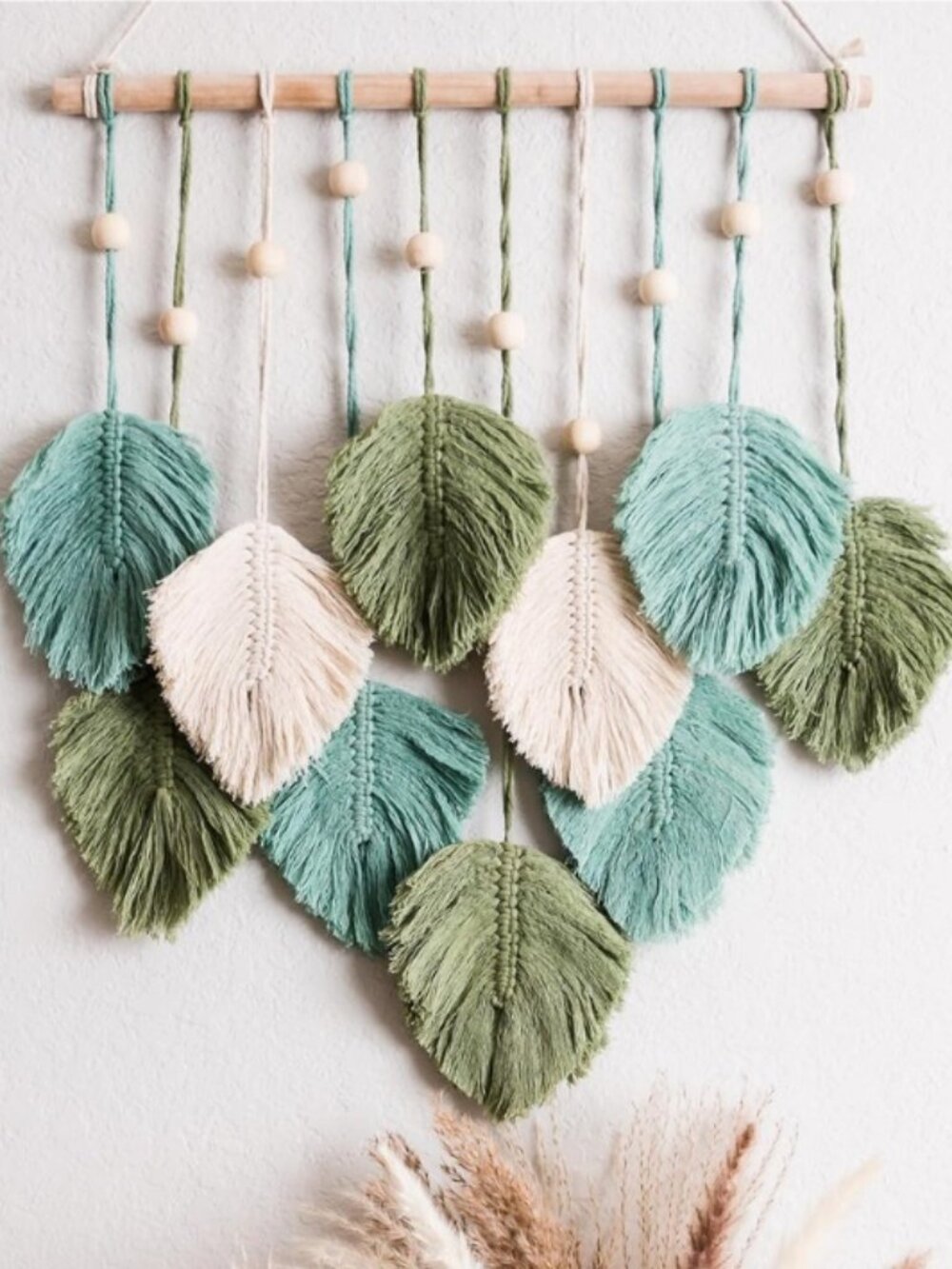 SnugLife Macrame Leaf Wall Hanging Boho Decor Handmade Tapestry 17x22 Inch
